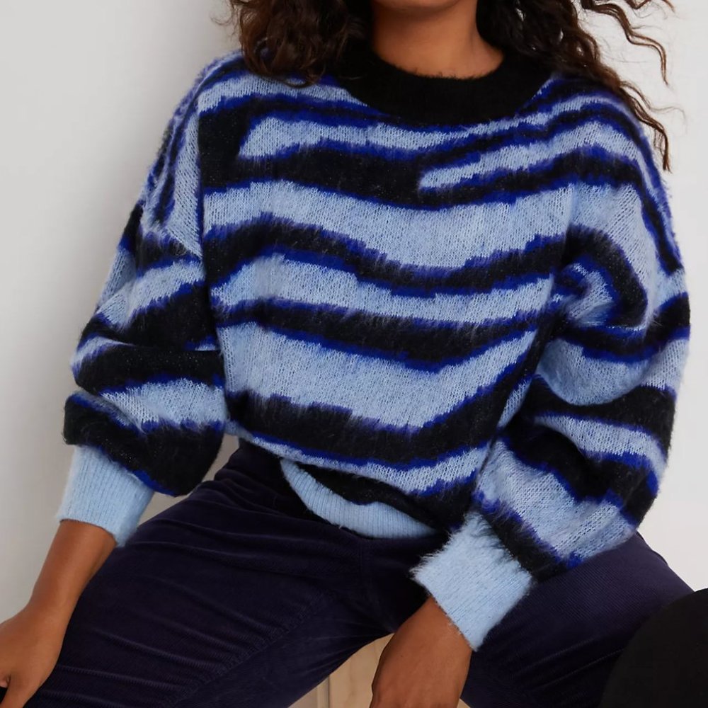 Anthropologie Salma Striped Eyelash Sweater